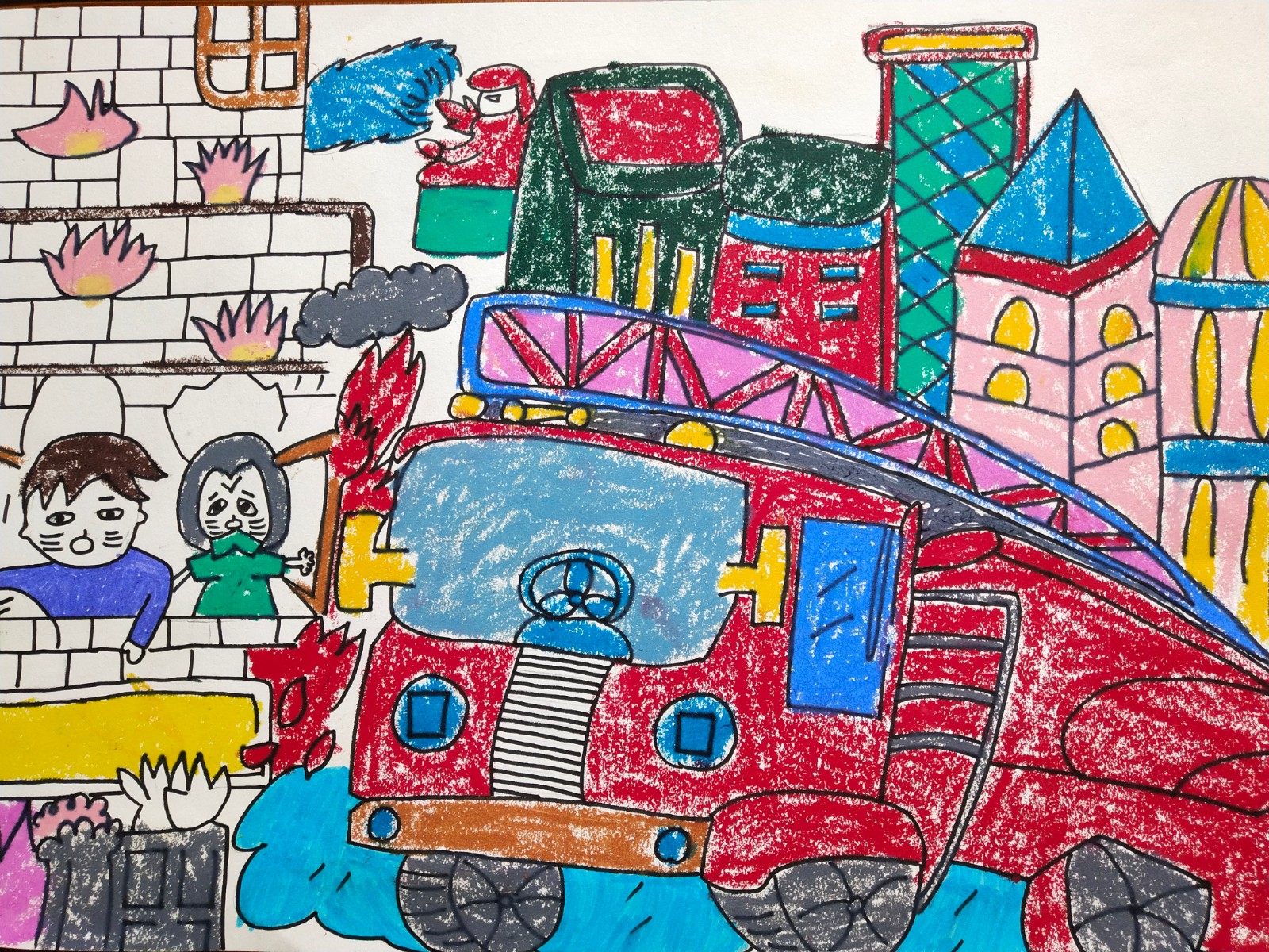 “我是小小消防员”创意绘画 致敬“火焰蓝”_当涂县